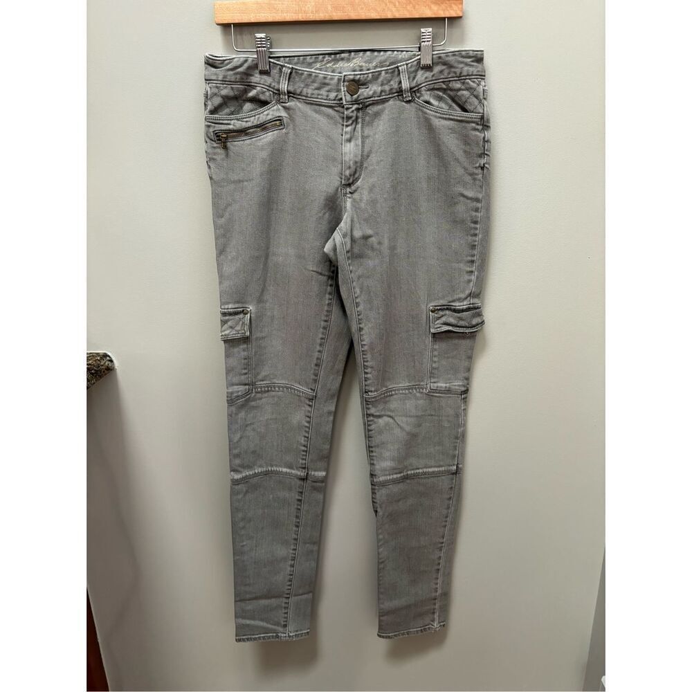 Eddie Bauer 8 model slim grey denim cotton cargo jeans